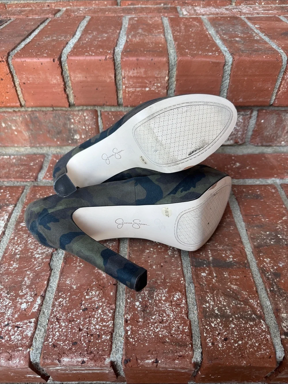 Jessica Simpson Nellah Camo Green Black High Heel Platform Pumps Women's 7.5